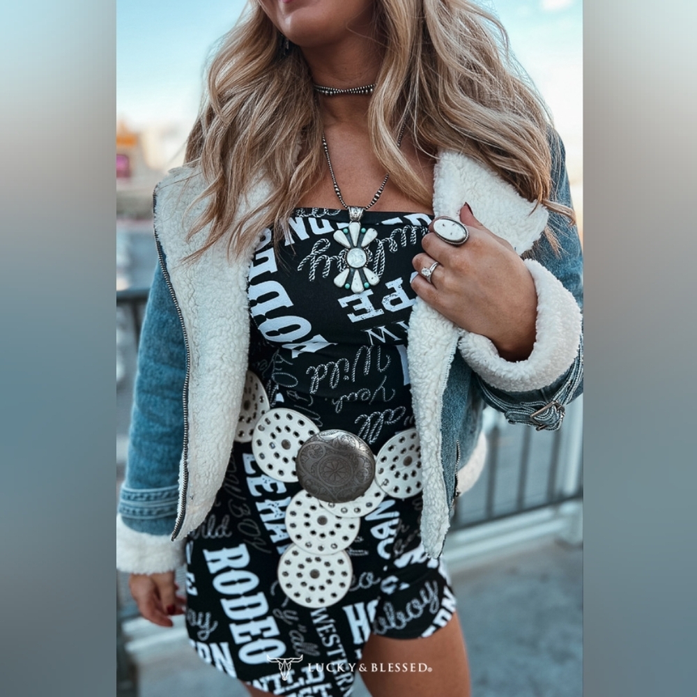 NWT Black Lucky and Blessed Strapless Romper